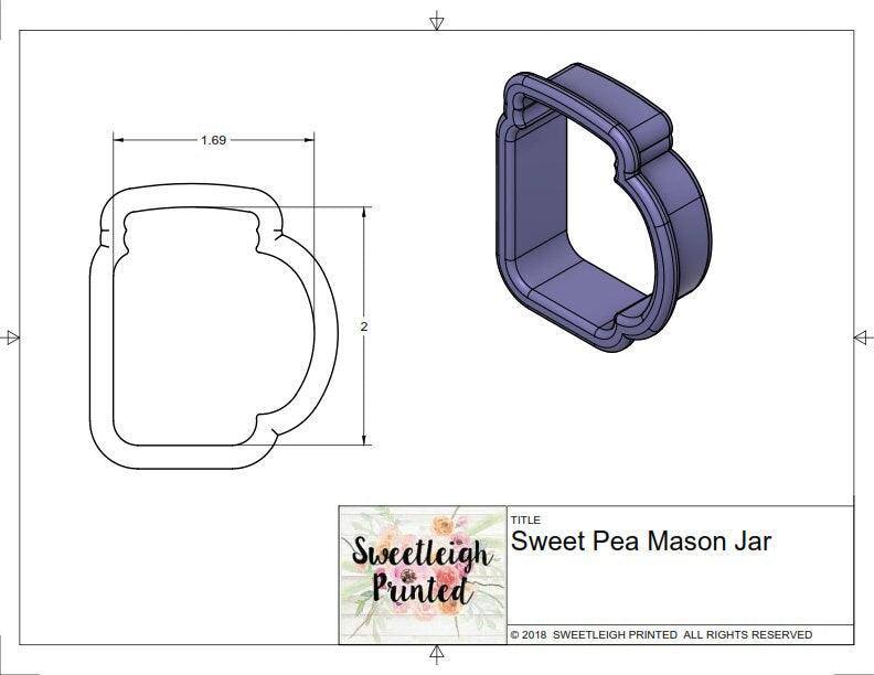 Sweet Pea Mason Jar Cookie Cutter - Sweetleigh 