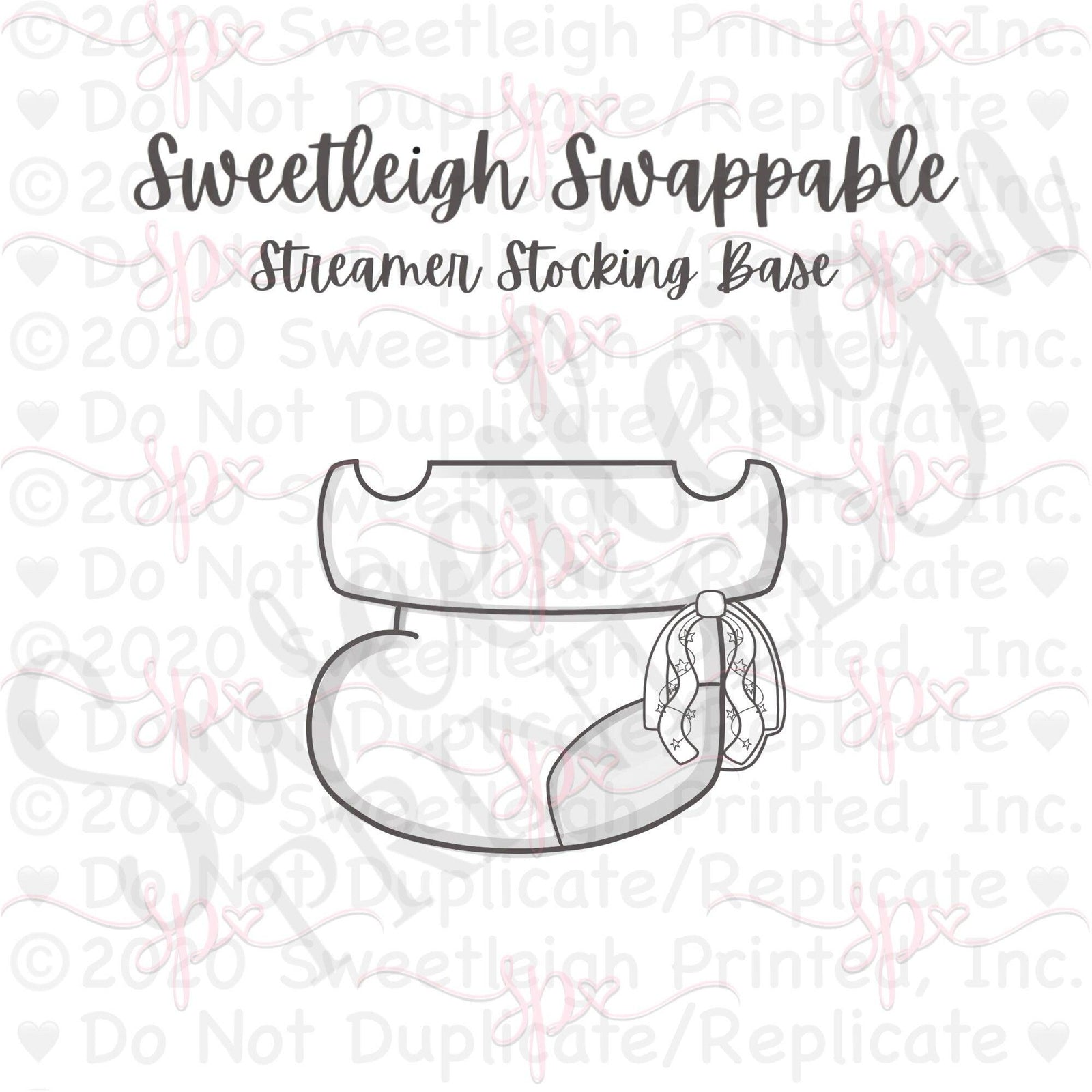 Sweetleigh Swappable Streamer Stocking Base Cookie Cutter - Sweetleigh 