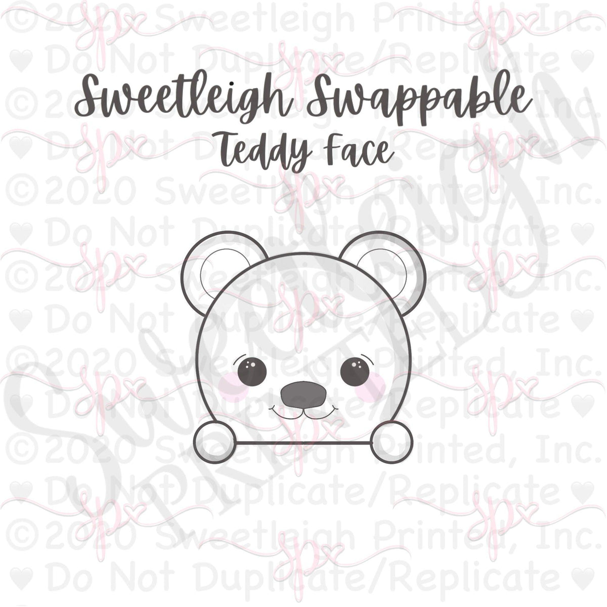 Sweetleigh Swappable Teddy Face Cookie Cutter - Sweetleigh 