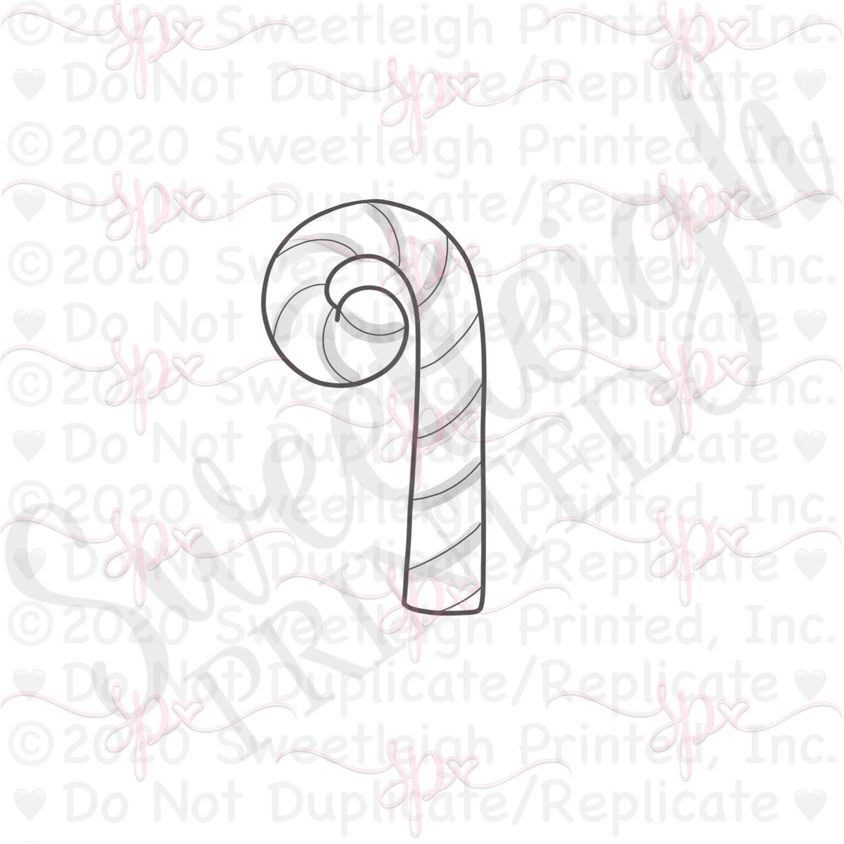 Swirly Candy Cane 2021 Cookie Cutter - Sweetleigh 