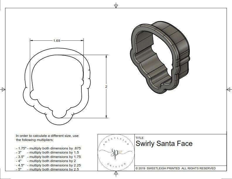 Swirly Santa Face Cookie Cutter - Sweetleigh 