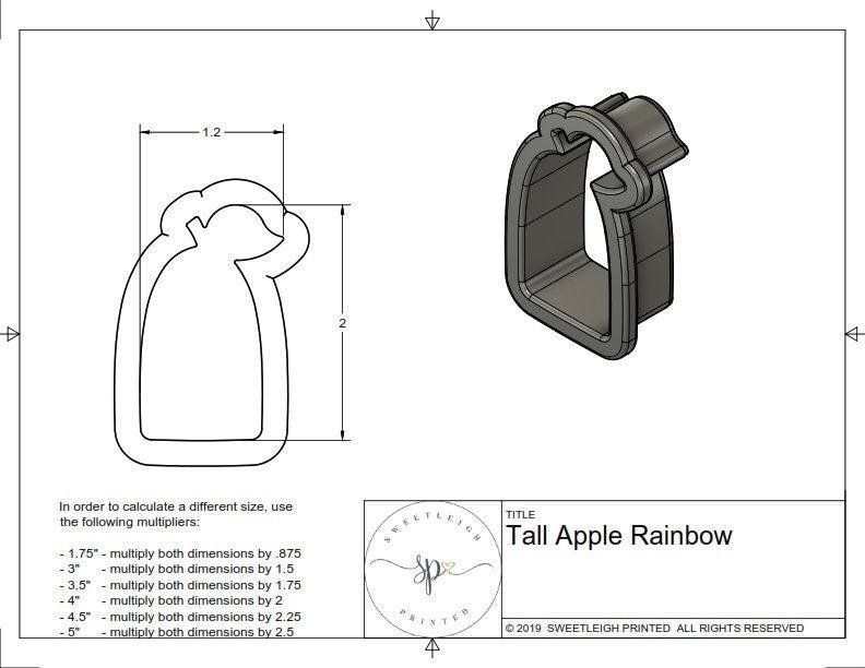 Tall Apple Rainbow Cookie Cutter - Sweetleigh 