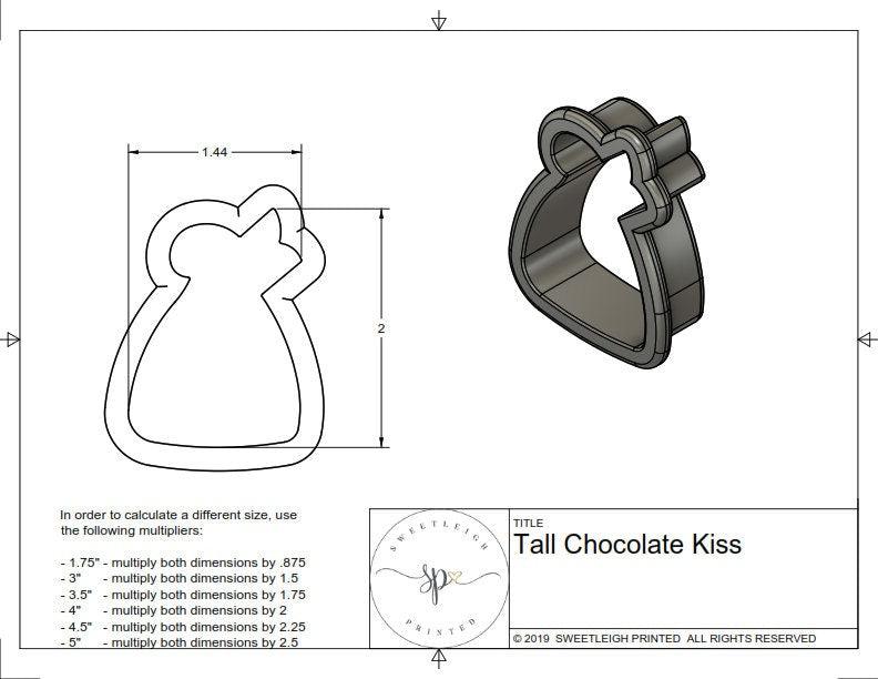 Tall Chocolate Kiss Cookie Cutter - Sweetleigh 
