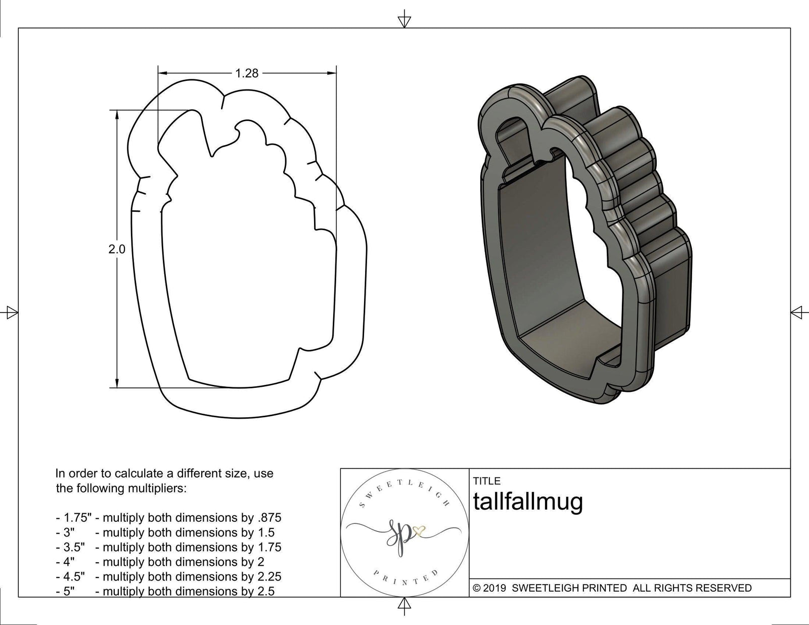 Tall Fall Mug Cookie Cutter - Sweetleigh 