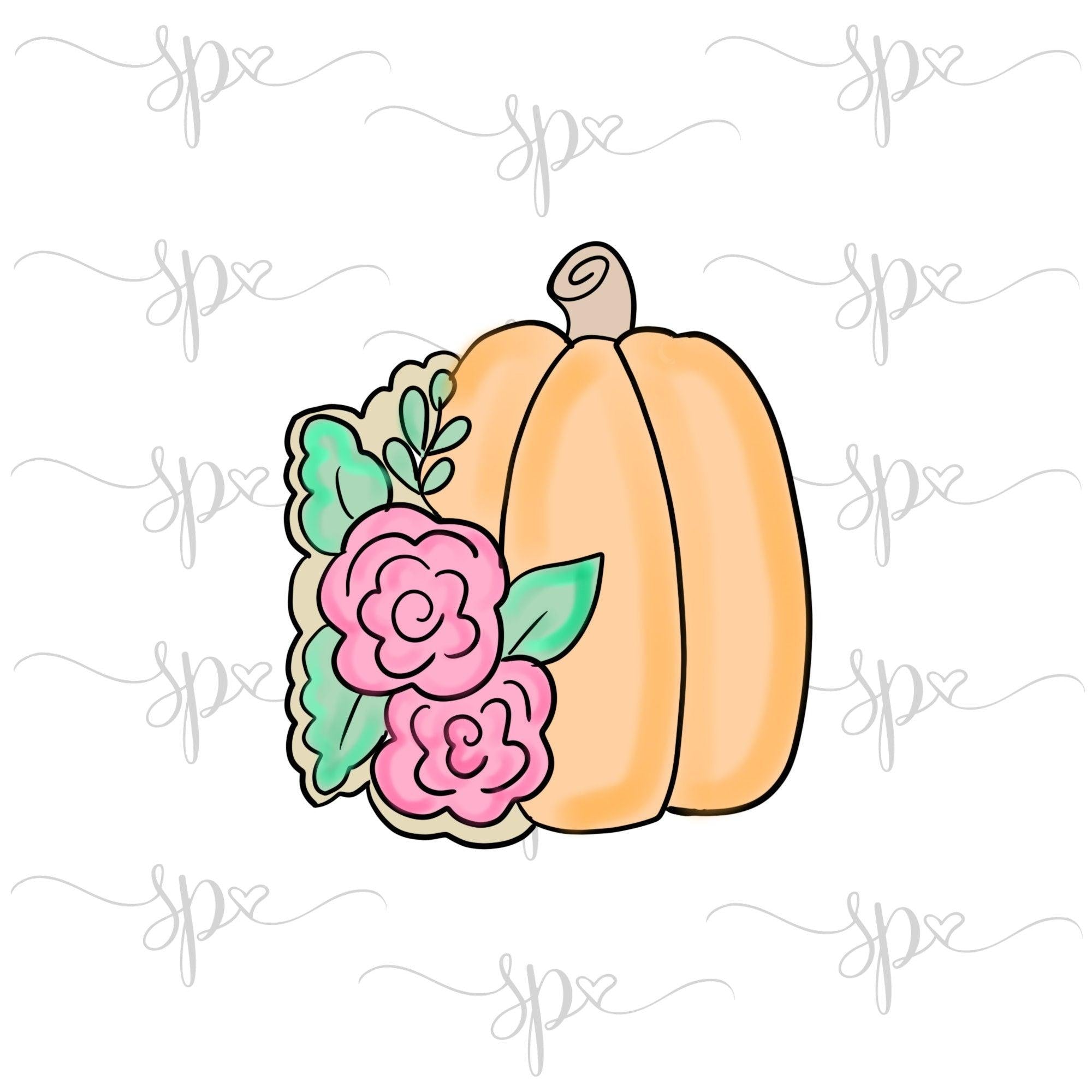 Tall Floral Pumpkin Cookie Cutter - Sweetleigh 