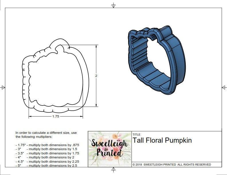 Tall Floral Pumpkin Cookie Cutter - Sweetleigh 