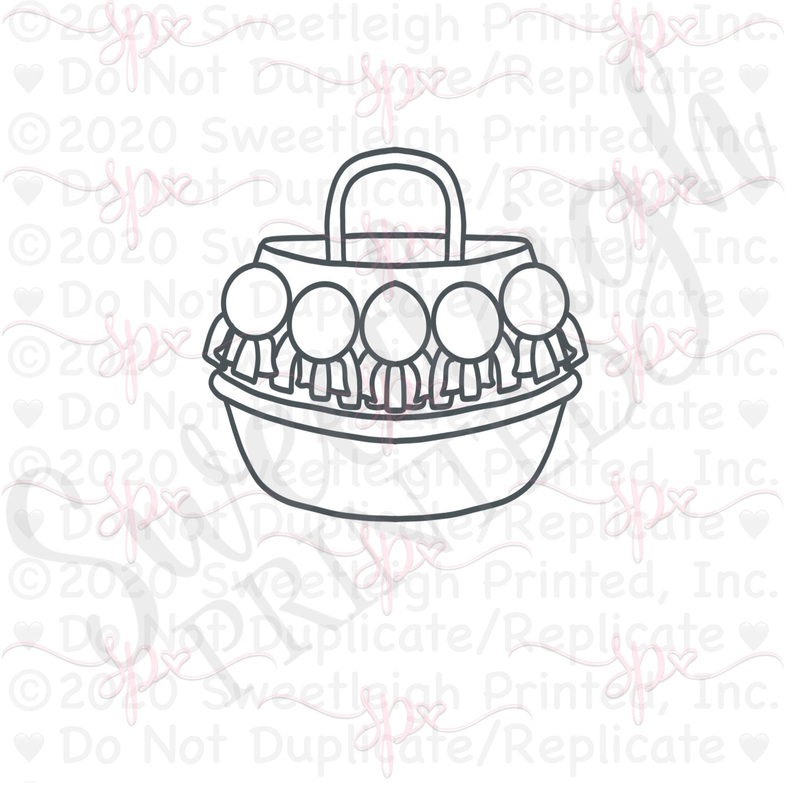 Tall Pom Pom Basket Cookie Cutter - Sweetleigh 