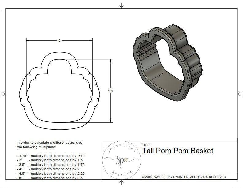 Tall Pom Pom Basket Cookie Cutter - Sweetleigh 