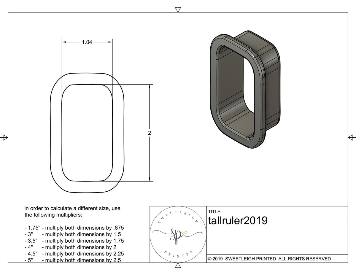 Tall Ruler 2019 Cookie Cutter - Sweetleigh 