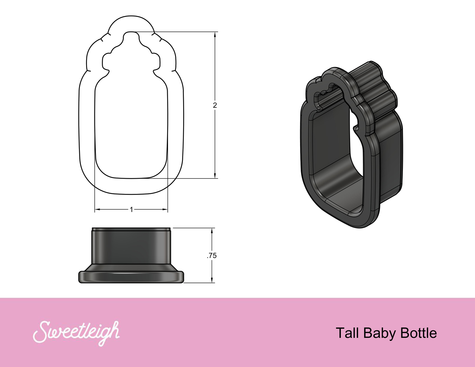 Tall Baby Bottle Cookie Cutter - Sweetleigh 
