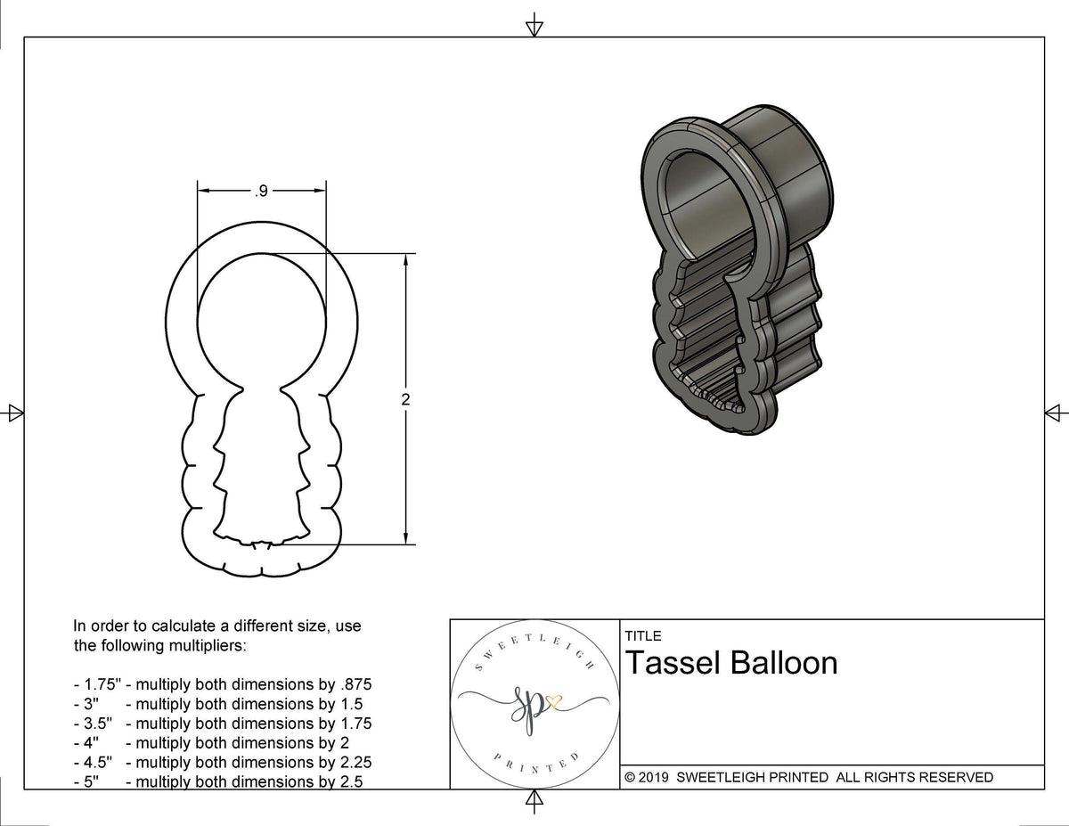 Tassel Balloon Cookie Cutter - Sweetleigh 
