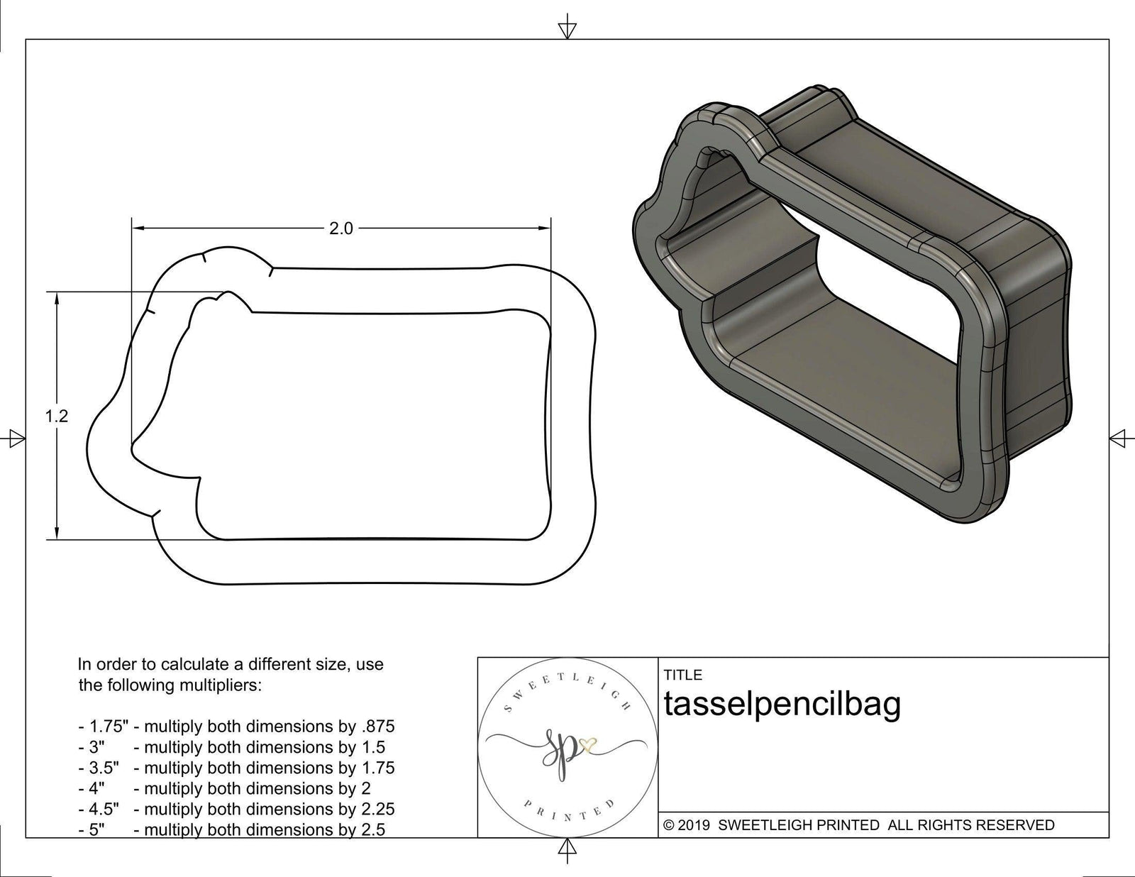 Tassel Pencil Bag Cookie Cutter - Sweetleigh 