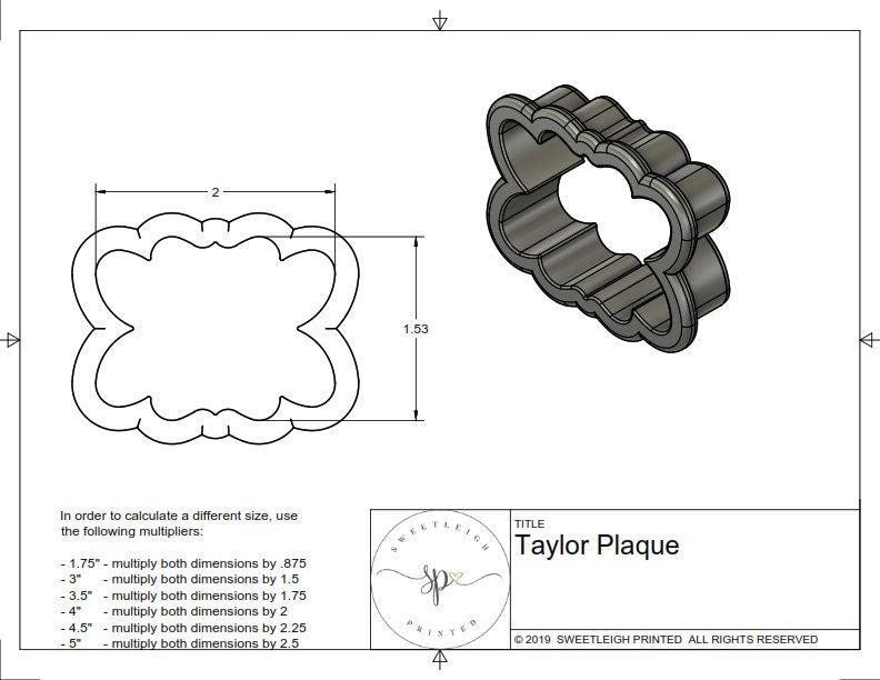 Taylor Plaque Cookie Cutter - Sweetleigh 