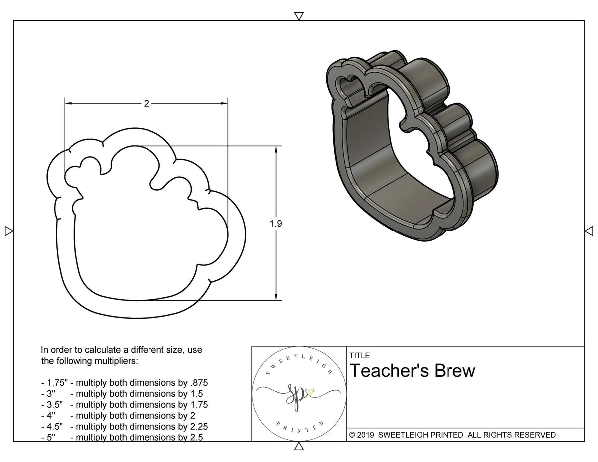 Teacher&#39;s Brew Mug Cookie Cutter - Sweetleigh 