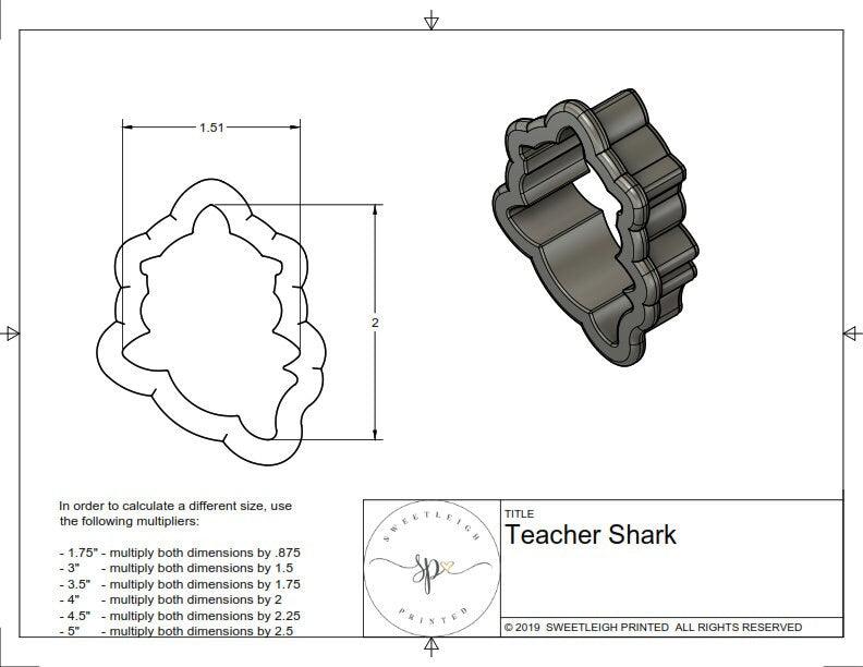 Teacher Shark Cookie Cutter - Sweetleigh 