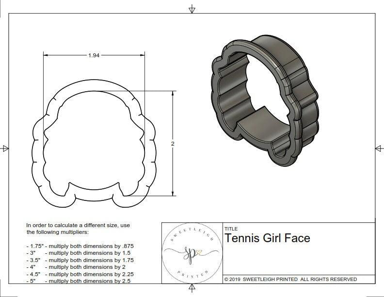 Tennis Girl Face Cookie Cutter - Sweetleigh 
