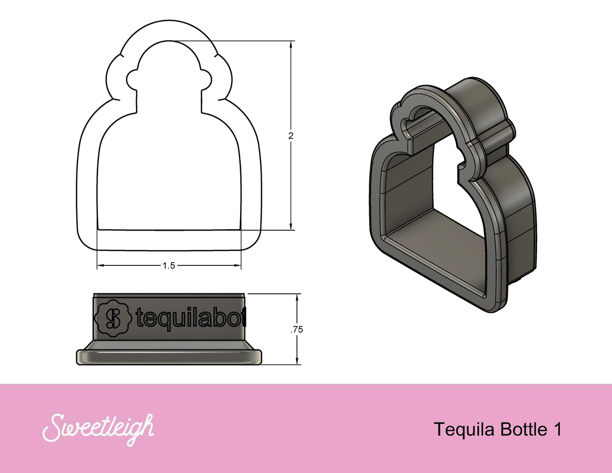 Tequila Bottle 1 Cookie Cutter - Sweetleigh 