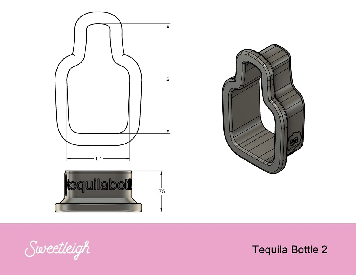 Tequila Bottle 2 Cookie Cutter - Sweetleigh 