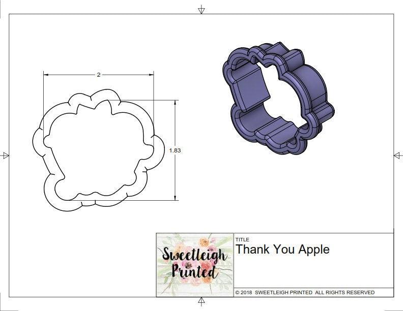 Thank You Apple Cookie Cutter - Sweetleigh 