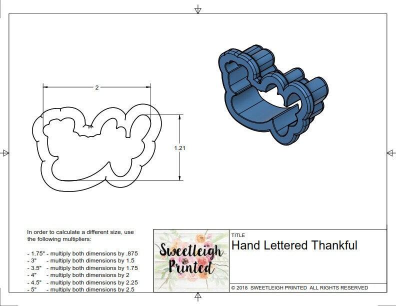 Thankful Hand Lettered Cookie Cutter - Sweetleigh 