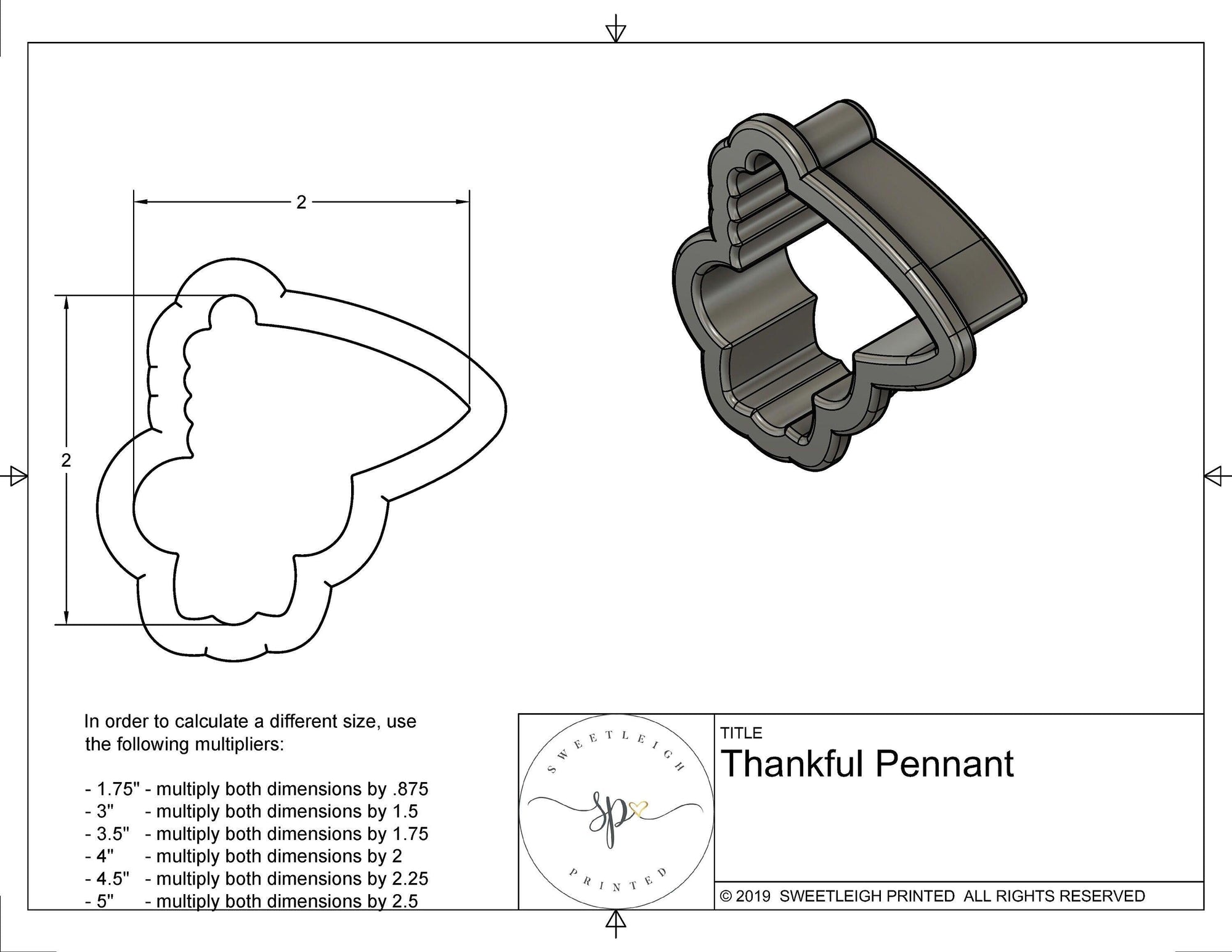 Thankful Pennant Cookie Cutters - Sweetleigh 