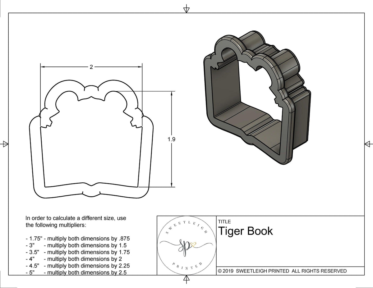 Tiger with Book Cookie Cutter - Sweetleigh 