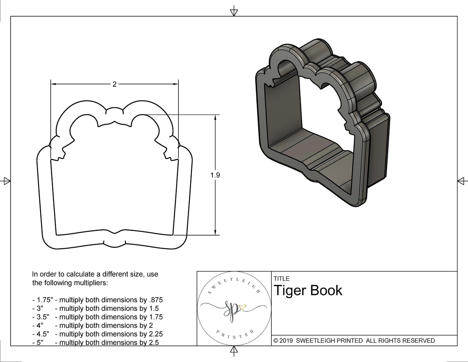 Tiger with Book Cookie Cutter - Sweetleigh 