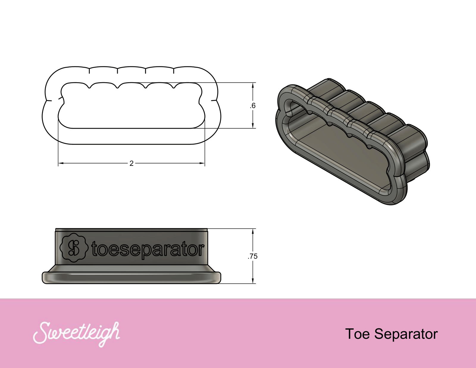 Toe Separator Cookie Cutter - Sweetleigh 