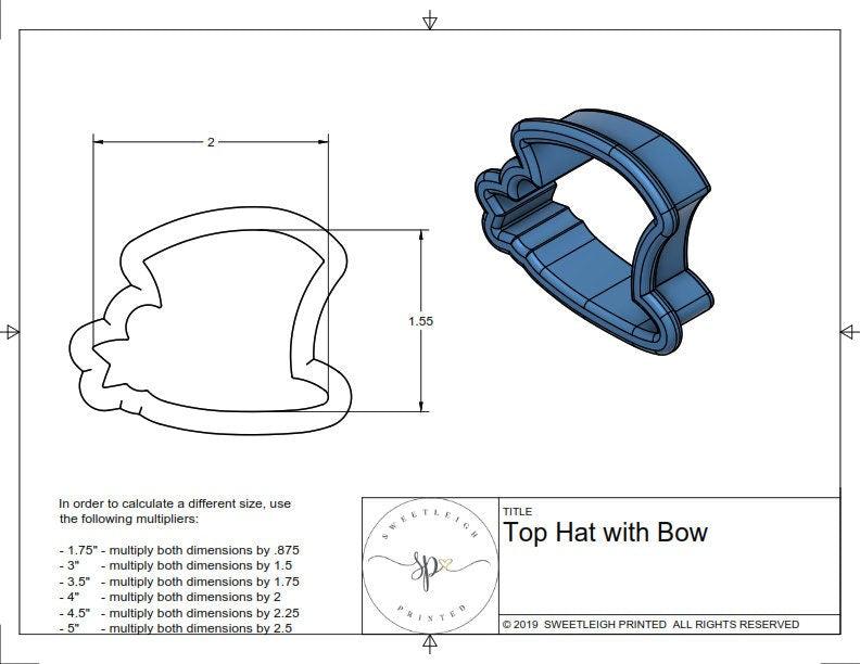 Top Hat with Bow Cookie Cutter - Sweetleigh 
