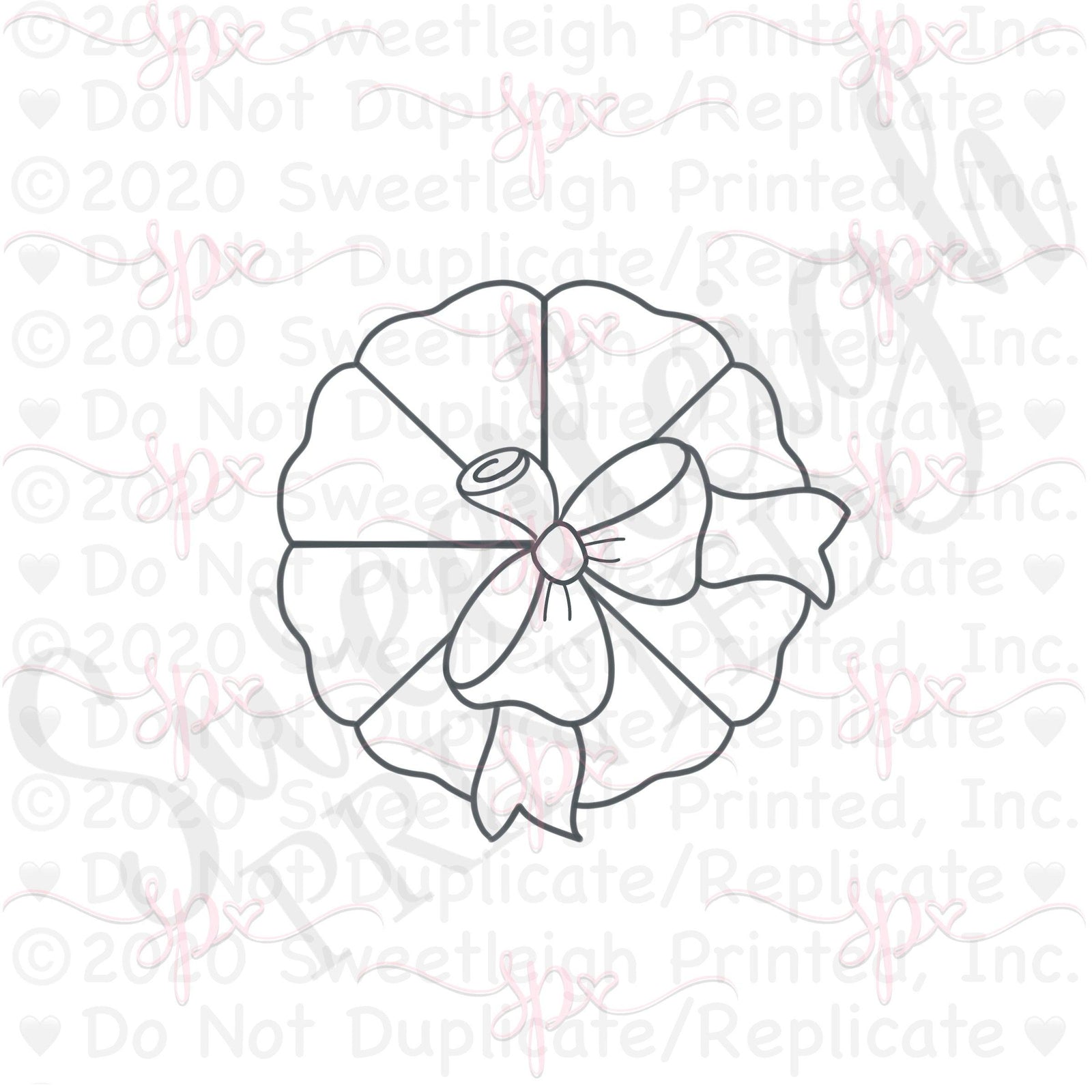 Top View Pumpkin with Bow Cookie Cutter - Sweetleigh 