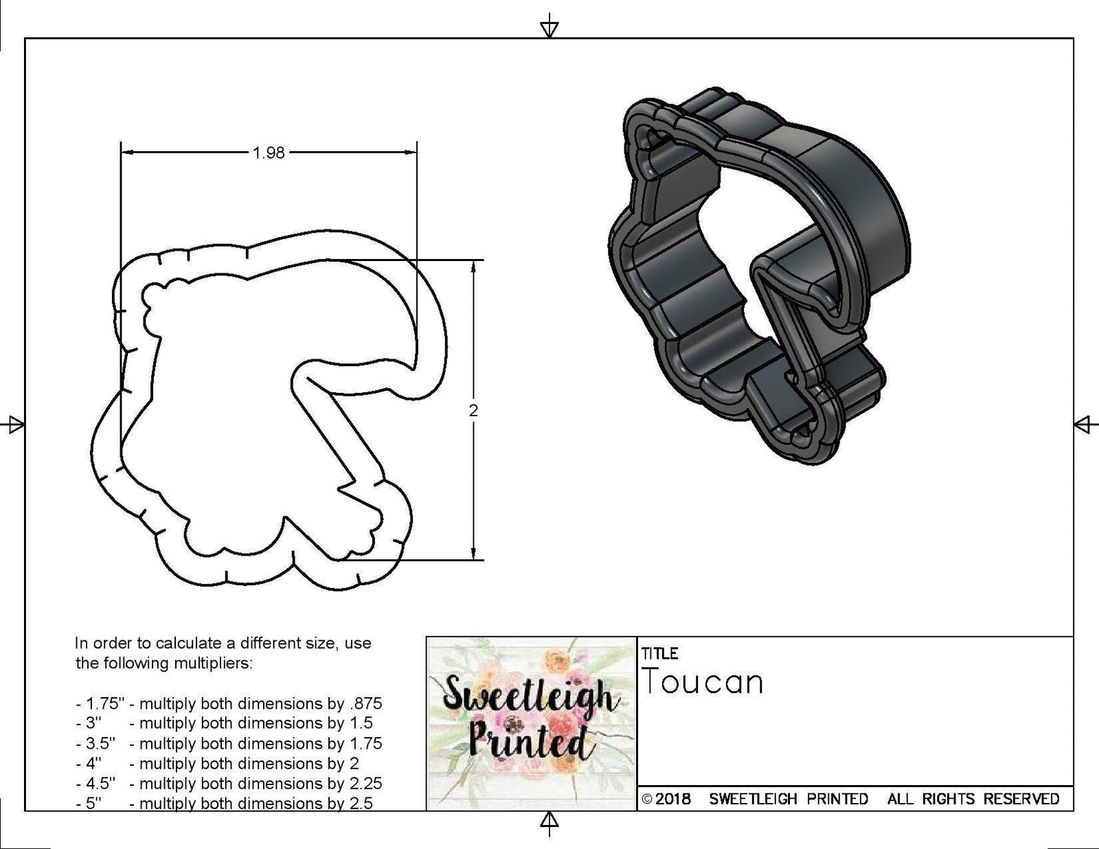 Toucan Cookie Cutter - Sweetleigh 