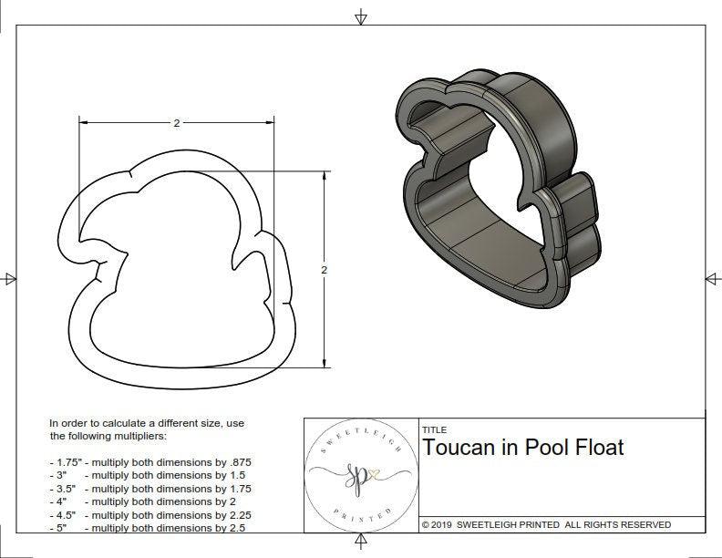 Toucan in Pool Float Cookie Cutter - Sweetleigh 