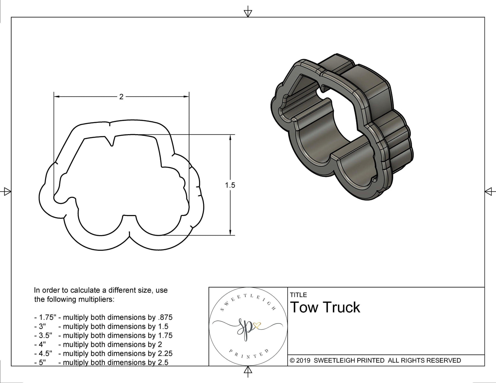 Tow Truck Cookie Cutter - Sweetleigh 