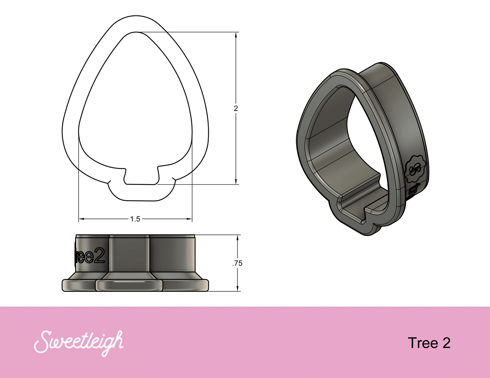 Tree 2 Cookie Cutter - Sweetleigh 