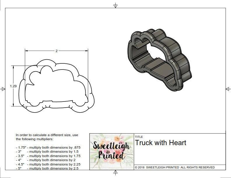 Truck with Heart Cookie Cutter - Sweetleigh 