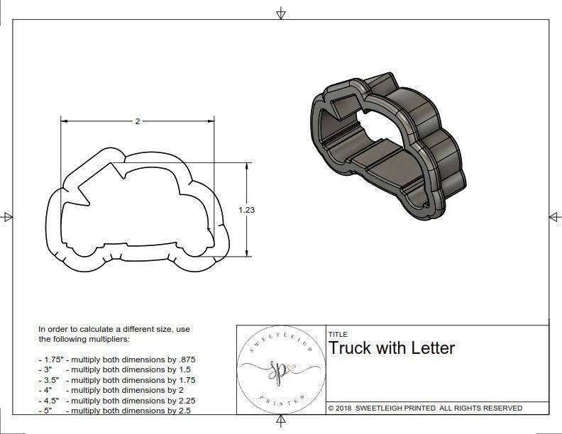 Truck with Letter Cookie Cutter - Sweetleigh 