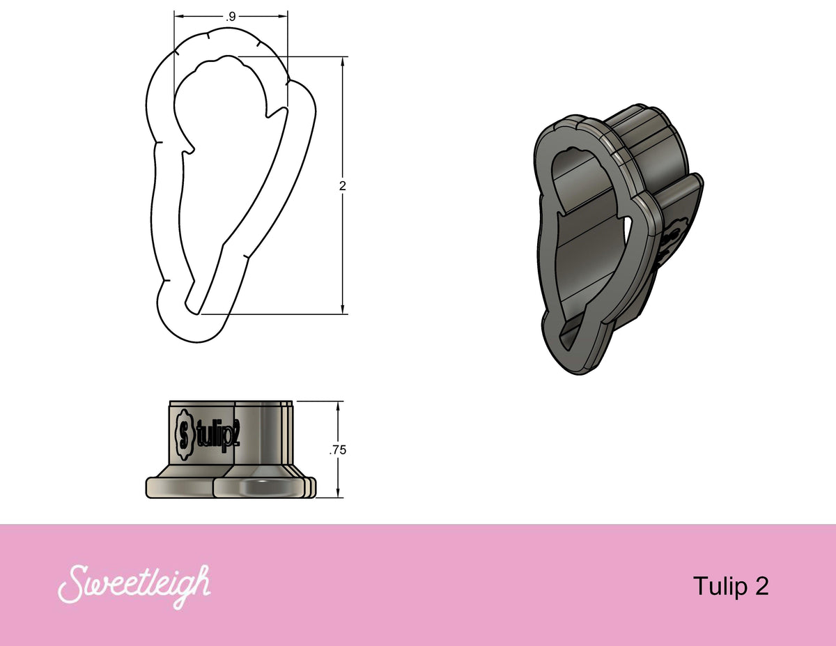 Tulip 2 Cookie Cutter - Sweetleigh 