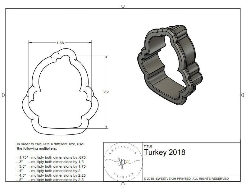 Turkey 2018 Cookie Cutter - Sweetleigh 