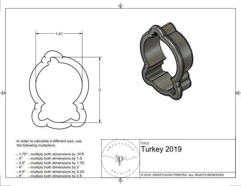 Turkey 2019 Cookie Cutter - Sweetleigh 