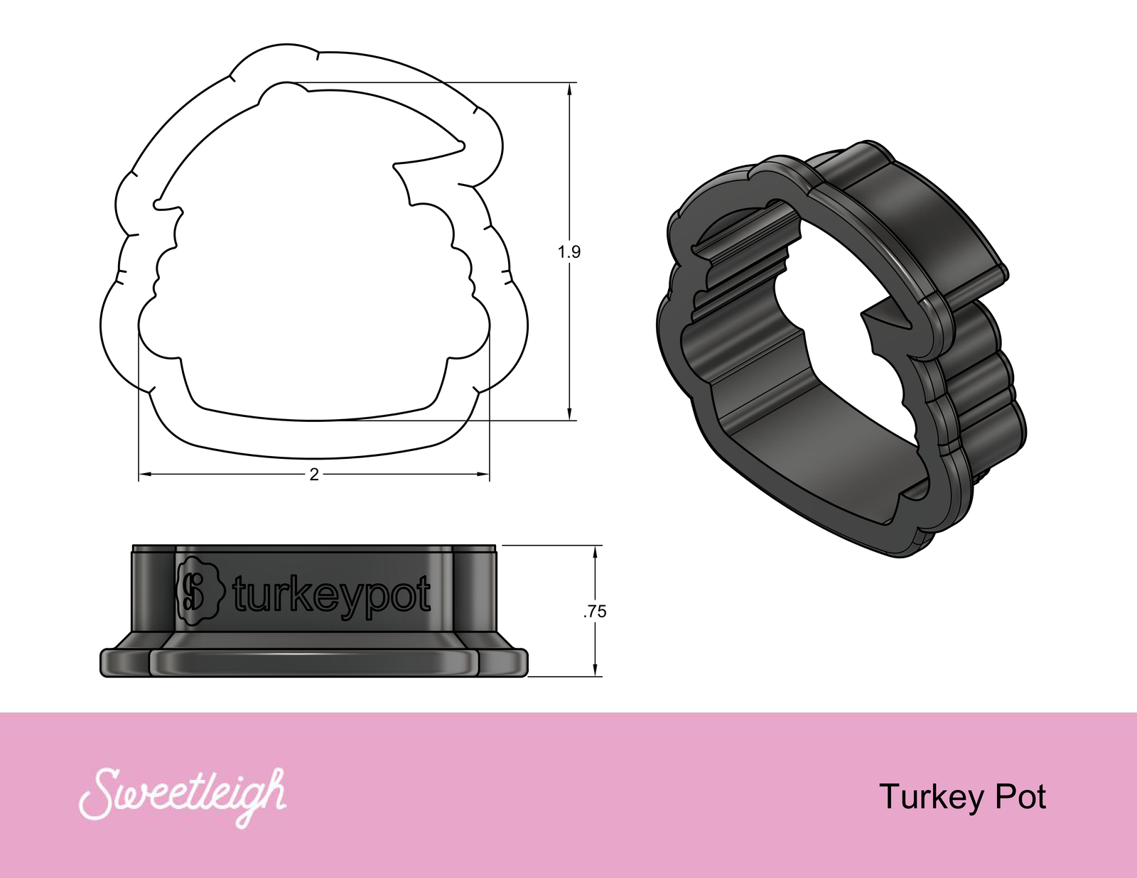 Turkey Pot Cookie Cutter - Sweetleigh 