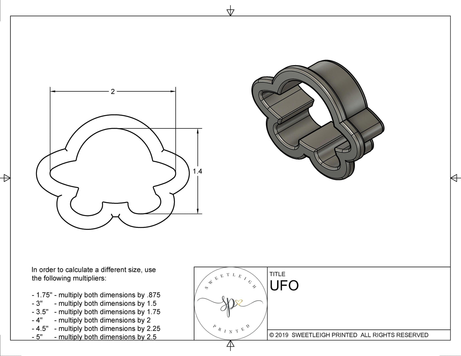 UFO Cookie Cutter - Sweetleigh 