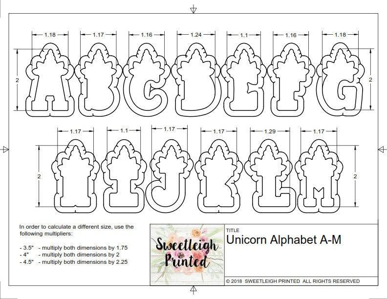 Unicorn Alphabet Cookie Cutters - Sweetleigh 
