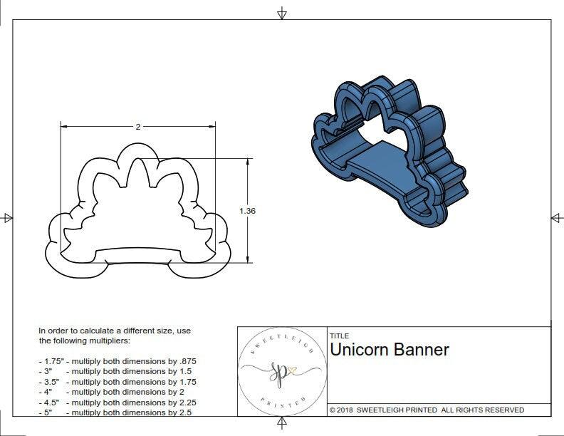Unicorn Banner Cookie Cutter - Sweetleigh 