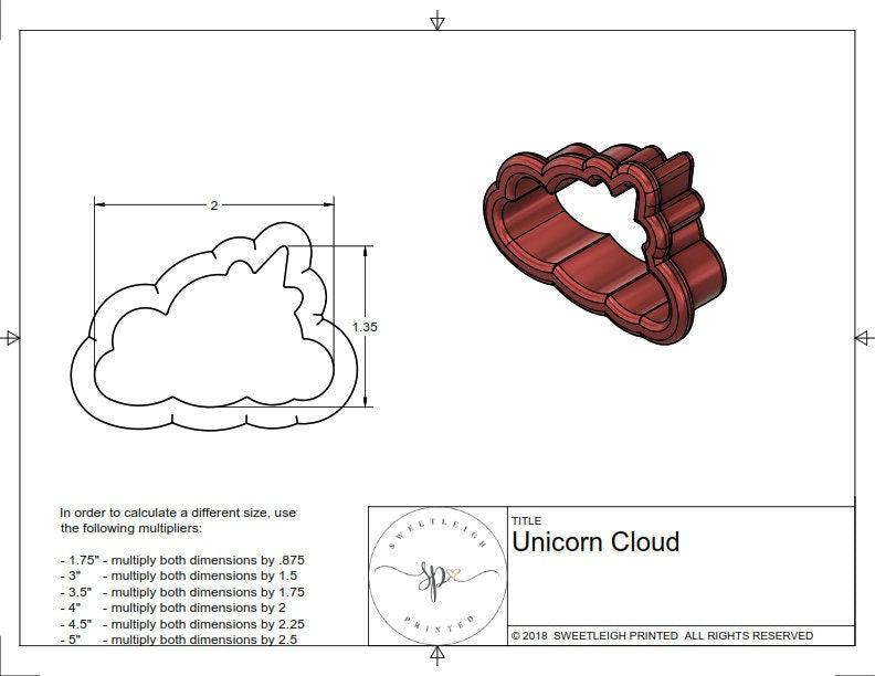 Unicorn Cloud Cookie Cutter - Sweetleigh 