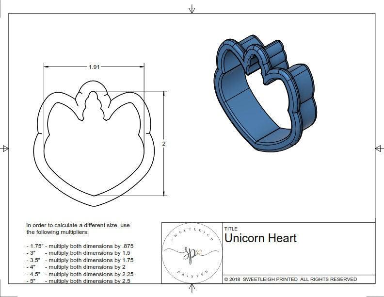 Unicorn Heart Cookie Cutter - Sweetleigh 