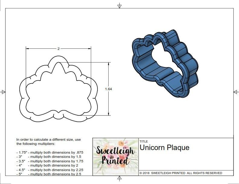 Unicorn Plaque Cookie Cutter - Sweetleigh 