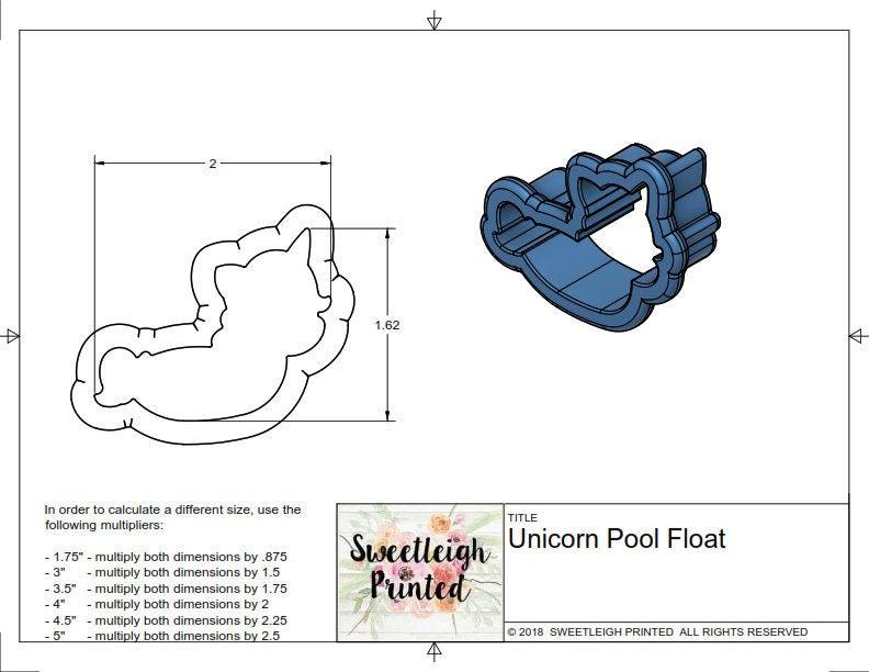 Unicorn Pool Float Cookie Cutter - Sweetleigh 