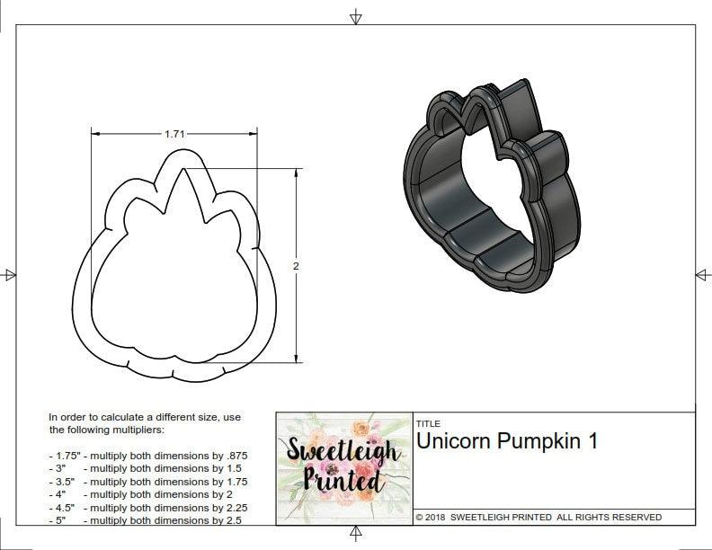 Unicorn Pumpkin 1 Cookie Cutter - Sweetleigh 