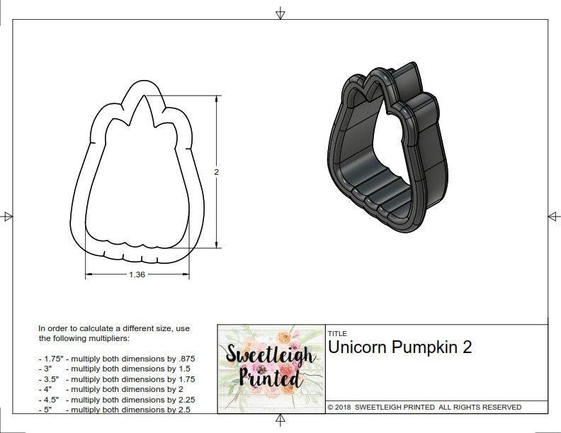 Unicorn Pumpkin 2 Cookie Cutter - Sweetleigh 
