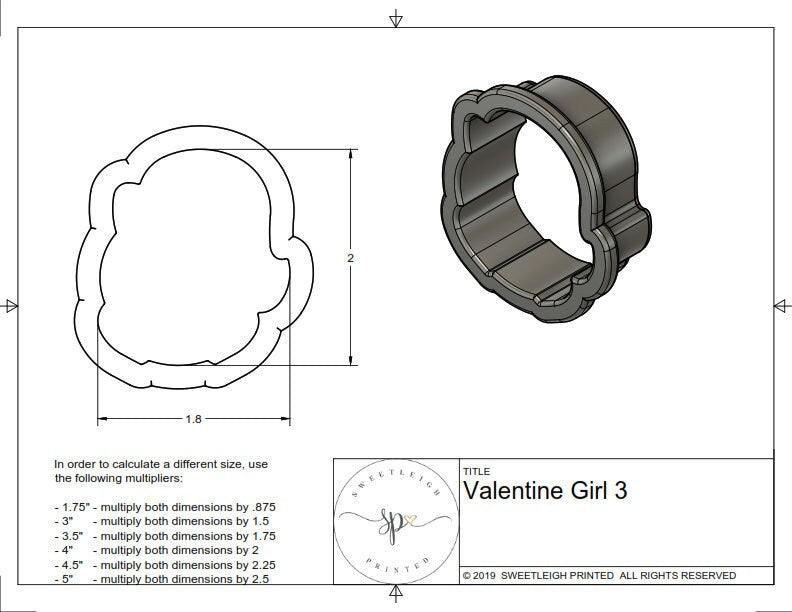 Valentine Girl 3 Cookie Cutter - Sweetleigh 